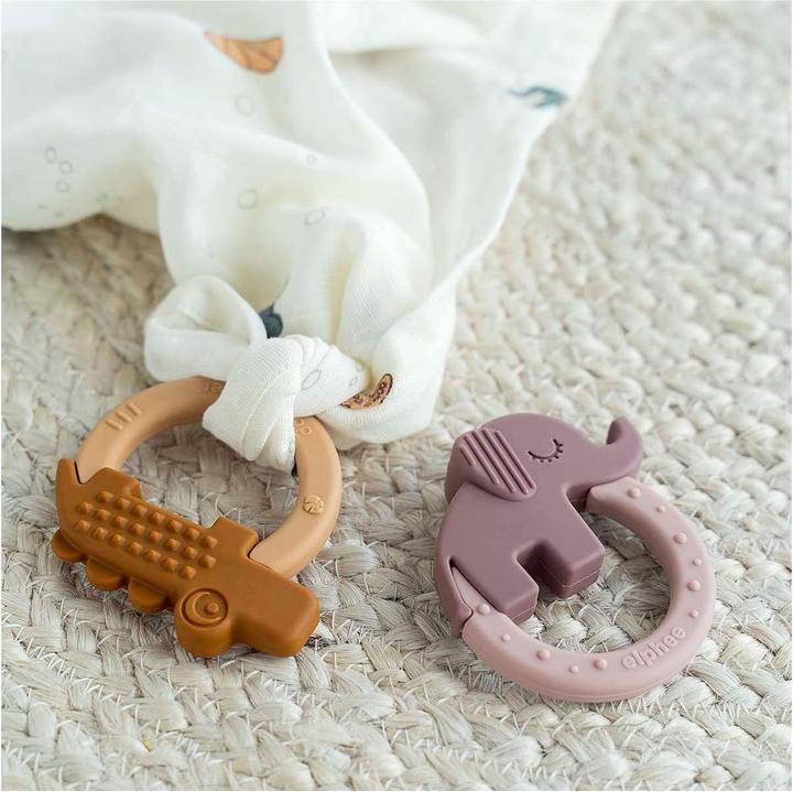 Actual product image Done by Deer Teething Ring 2-Pack Deer Friends Mustard/Powder