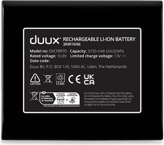 Nutritional values and ingredients Duux Dock + Battery pack 10.8 V for Whisper Flex | DXCFBP05 | Black