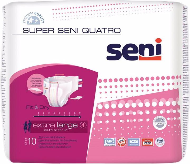Actual product image Seni Quatro Windelhosen XL atmungsaktiv Hüftumfang 130-170cm 9 Tropfen (10 x, Large plus)
