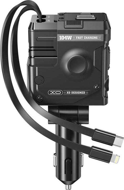 xO car charger CC66 104W 1x USB 1x USB-C black with cable USB-C and cable Lightning
