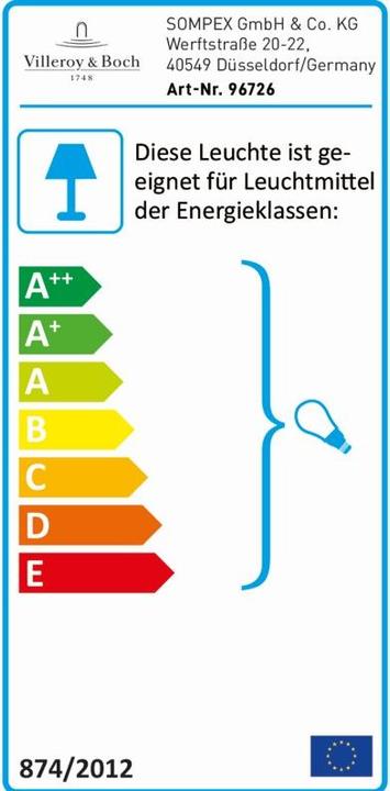 Label énergétique Villeroy & Boch Tokio (E27)