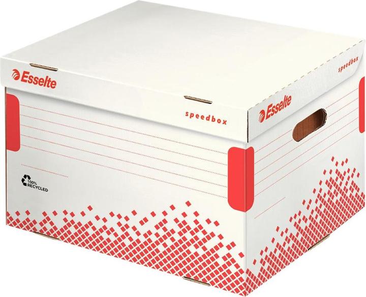 Produktbild Leitz Archiv-Klappdeckelbox SPEEDBOX, für Ordner, weiss/rot für Format DIN A4, aus 100% recycelter (A4)
