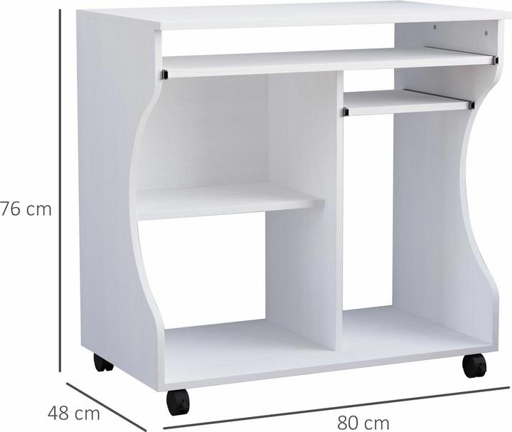 Produktbild Homcom Computertisch mit Rollen und Ablageflächen (80 x 48 x 76 cm)
