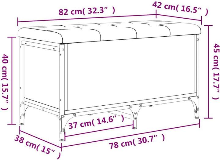 Produktbild VidaXL Sitzbank mit Stauraum Räuchereiche 82x42x45 cm (42 cm)