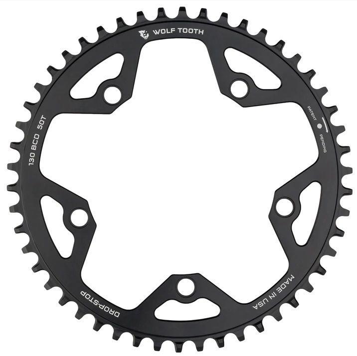Actual product image Wolf Tooth Gravel/CX/Road chainring, 130 BCD, 5-hole, 50 t., black (130)