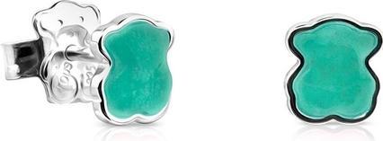 Tous Silver Teddy Bear Earrings with Amazonite Icon Color 815433600