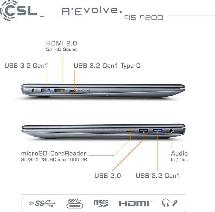 Produktbild CSL Notebook R'Evolve C15 v3 32GB 1000GB Windows 11 Pro (15.60", 32 GB, 1000 GB, DE)