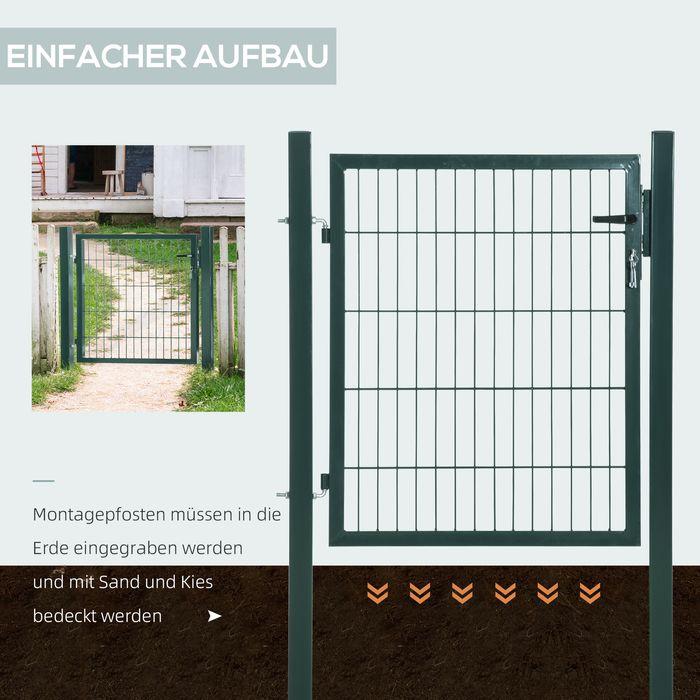 Produktbild Swisshandel24 Gartentor Gartentür Zauntor Hoftür aus Stahl Griff Schloss und Schlüsseln 97 x 150 cm Grün