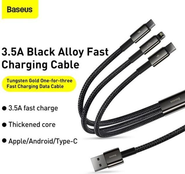 Actual product image Baseus USB A – USB C, Lightning, USB Micro B (1.50 m, USB 2.0, 66 W)