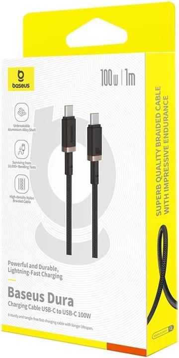 Actual product image Baseus Dura Type C to Type C 100 W fast charging cable 1 m Black Gold (1 m)