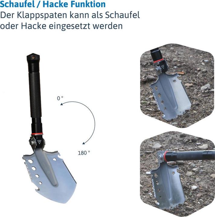 Actual product image Dönges Multifunctional folding spade All-in-One, in camouflage bag