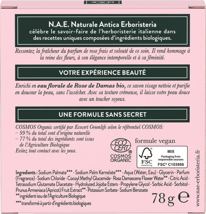 Actual product image N.A.E. Naturale Antica Erboristeria Purifying Gentle Face Bar, COSMOS Organic Certified & Vegan Form (Cleansing lotion)