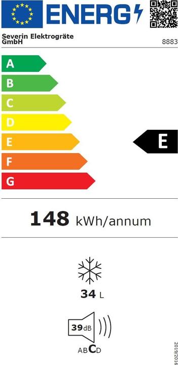 Energie-Label Severin GB 8883 (Freistehend, 34 l)