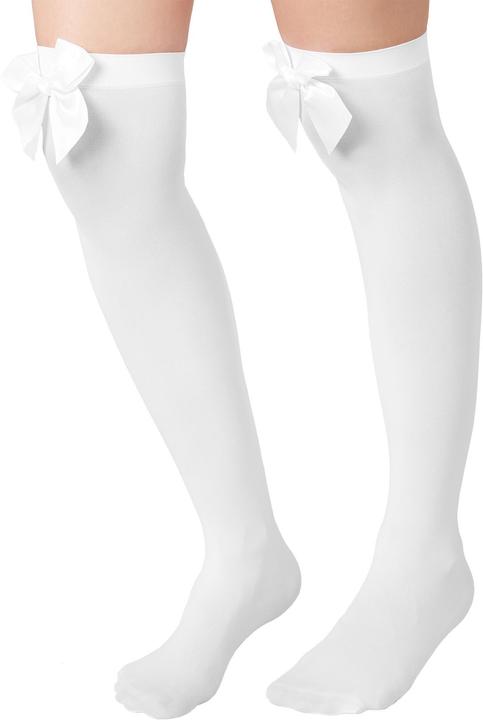 Produktbild tectake Overknee-Strümpfe mit weisser Schleife (One Size)