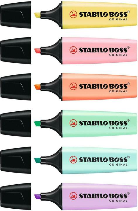 Immagine prodotto STABILO Boss Original (Pastello Rosa, Pastello Porpora, Pastello Arancione, Pastello Giallo, Pastello Verde, Pastello Blu, 5 mm, 6 x)