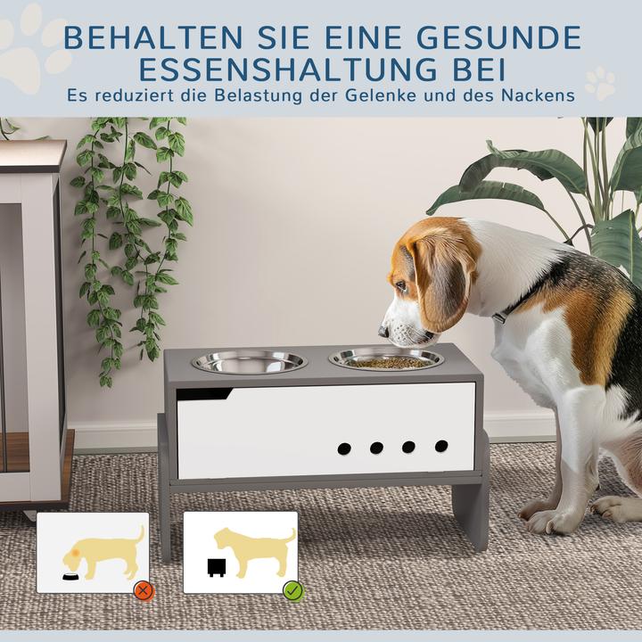 Actual product image PawHut Hundenapf MDF, Stahl Grau (2 l)