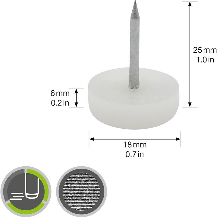 Produktbild Möbelgleiter mit Nagel Kunststoff ø 18 mm 4 Stk. (Kunststoffgleiter, 4 Stück)