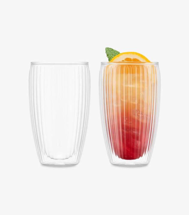 Bodum Trinkglas Pavina doppelwandig geriffelt 2 Stück 0.45 l (450 ml, 2 x)