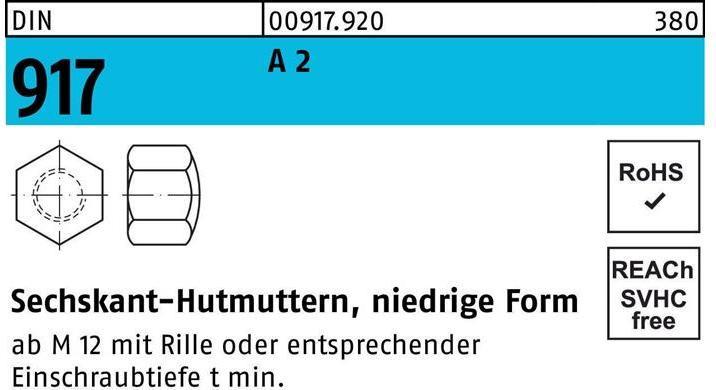 Image du produit Écrou hexagonal à encoches DIN 917 forme basse M 30 A 2