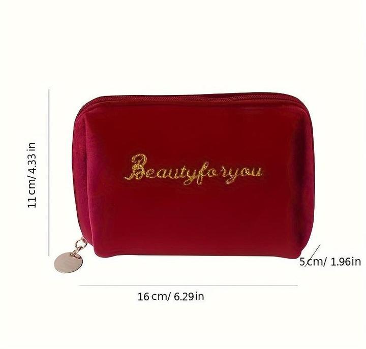 Only-Bags.Store Weicher Buchstabe Stickerei Mini-Kosmetiktasche, Reissverschluss solide Farbe niedlich Make-up-Münze