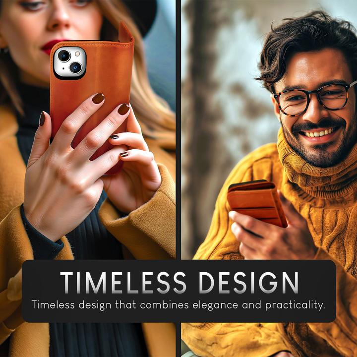 Image du produit Nalia Housse en cuir véritable avec fermeture magnétique (Apple iPhone 15 Plus)