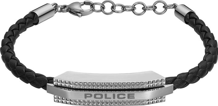 Police Gripcord Armband (21 cm, Leder, Edelstahl)