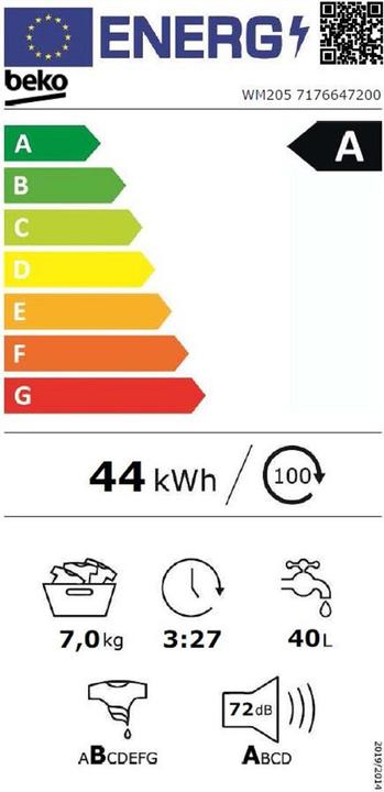 Energie-Label Beko WM205 (7 kg, Links)