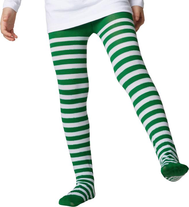 Image du produit tectake Collants à rayures pour enfants vert-blanc (152, 134/140)