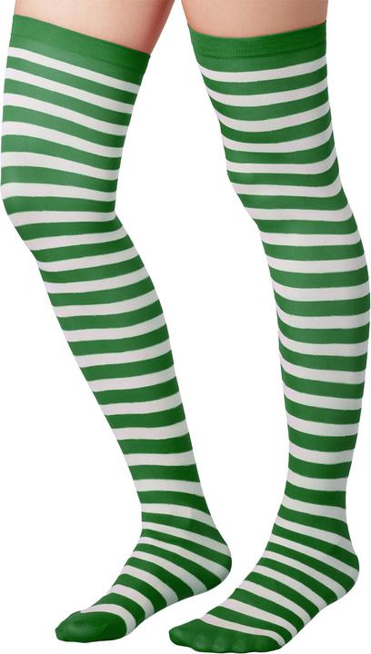 Image du produit tectake Chaussettes montantes à rayures vertes et blanches (Taille unique)