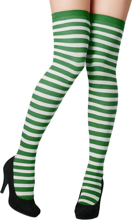 Image du produit tectake Chaussettes montantes à rayures vertes et blanches (Taille unique)