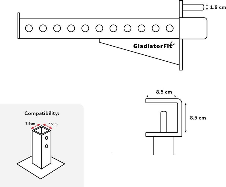 Actual product image Gladiatorfit Safety device for fitness bar