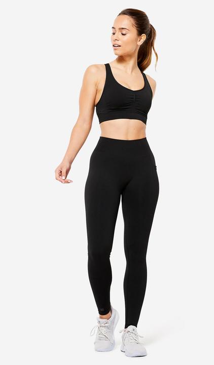 Image du produit Decathlon Soutien-gorge de sport femme maintien léger bretelles croisées - noir (L)