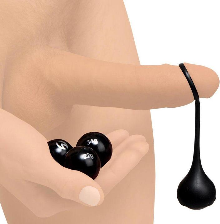 Actual product image Master Series Cock Dangler Silicone Penis Strap with Weights (3.60 cm)