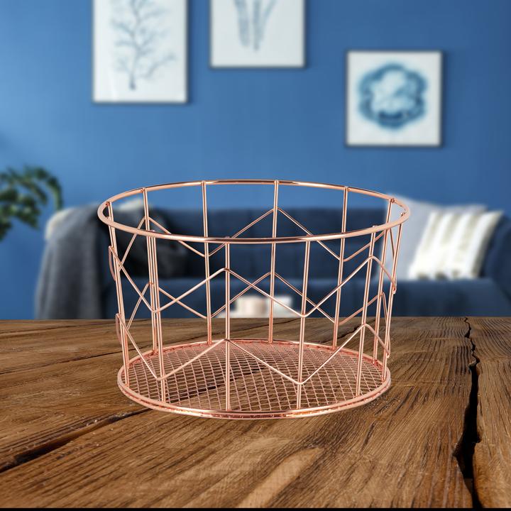 Actual product image Relaxdays Round Wire Mesh Basket (1 x, 22 x 22 x 12.5 cm)