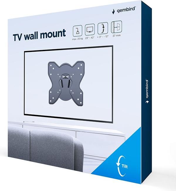 Produktbild Gembird WM-42T-03 TV-Wandhalterung (neigbar) 23–42 Zoll bis zu 25 kg (Wand, 42", 25 kg)