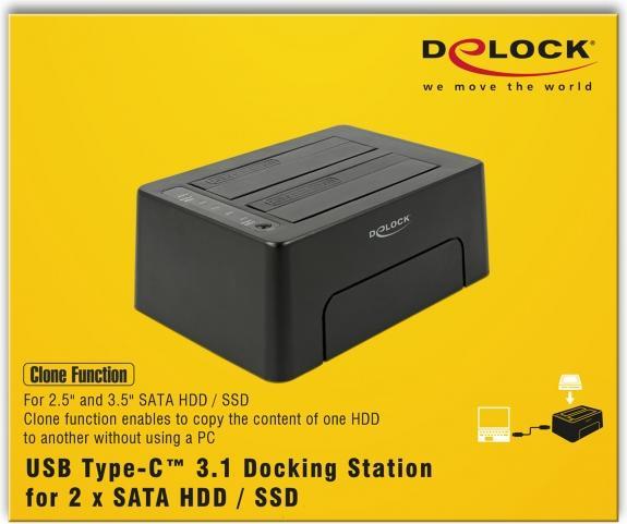 Produktbild Delock Docking- und Klonstation Dual Sata HDD / SSD