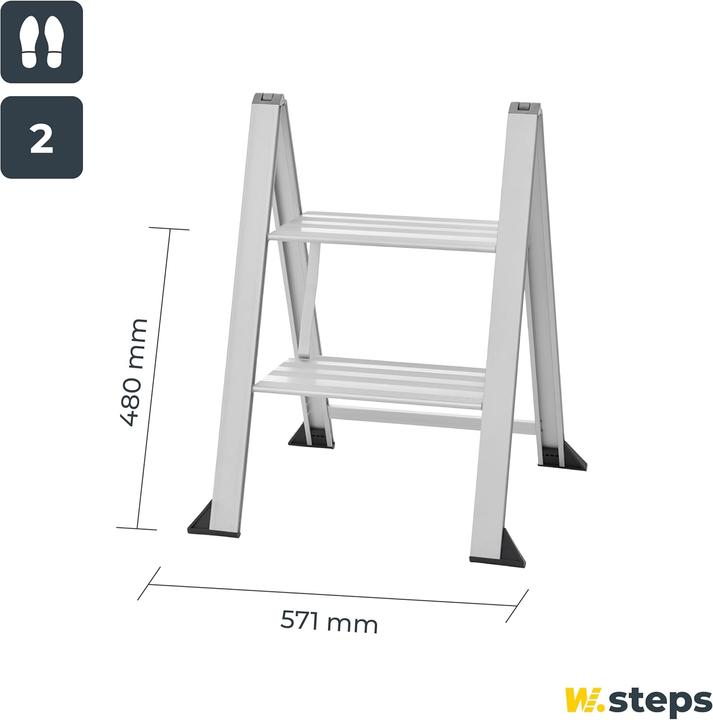 Produktbild Schneider Electric WIBE LADDERS Vikingstep midi 2 trin. H:480mmxB:571mmxD507mm. Vaegt 5,1kg (Trittleiter, 50.70 cm)