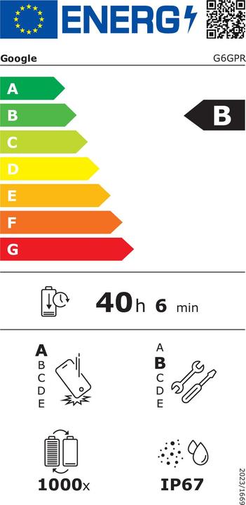 Label énergétique Proximus Pixel 8a (128 Go, Porcelain, 6.10", Double SIM, 64 Mpx, 5G)