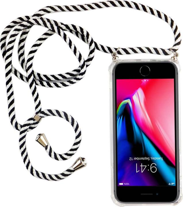 Produktbild König Design Apple iPhone 7 Handykette Hülle mit Band Case zum umhängen mit Kordel Schwarz