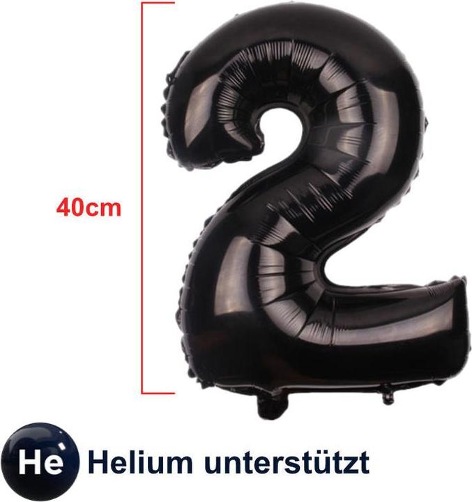 Image du produit Hermex Ballon Chiffre 2 Noir Ballon de baudruche hélium 40cm (1 x)