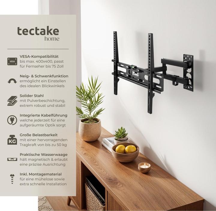 Actual product image tectake TV wall mount (Wall, 55", 50 kg)