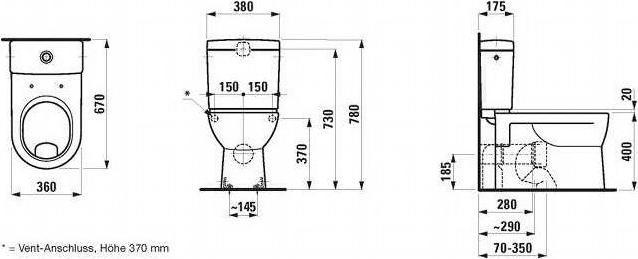 Produktbild Laufen Stand-WC-Kombination PRO Flachspüler, 6 l bahamabeige