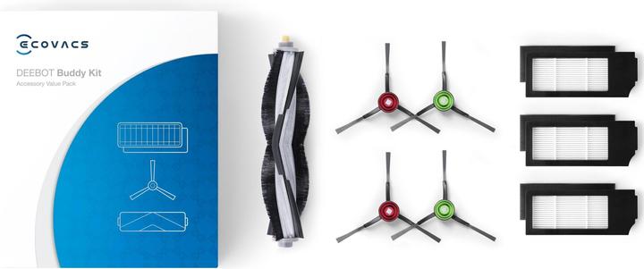 Actual product image Ecovacs Priedas Kit D-KT01-0017 4x Side Brushes, 1x Main, 3x High Efficiency Filters, 1x Cleaning Tool, Sui