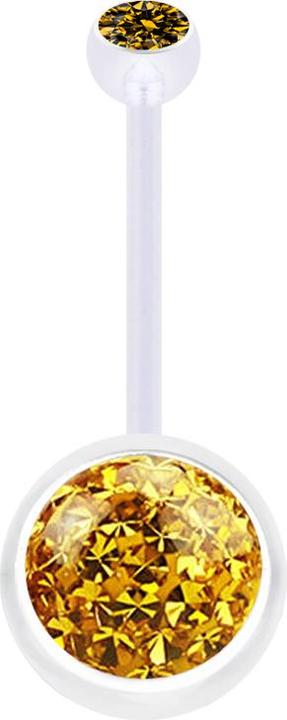 Immagine prodotto Star Piercing Banana trasparente con cristallo a sfera topazio e strato protettivo epossidico di cristallo a (Bioflex, senza ottone)