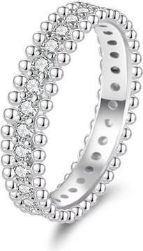 Agato Silver Ring With Clear Zircons Agt-R17w (56)