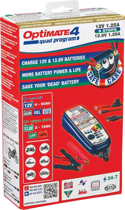 Actual product image Tecmate OptiMate 4 Quad Programme (12V, 1.25 A)