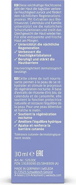 Valori nutrizionali e ingredienti Weleda Iris Erfrischende Nachtpflege (30 ml, Crema notte)