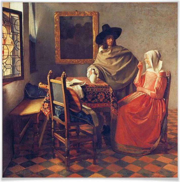 Image du produit Trenddeko Vermeer - Le verre de vin (100 x 100 cm)