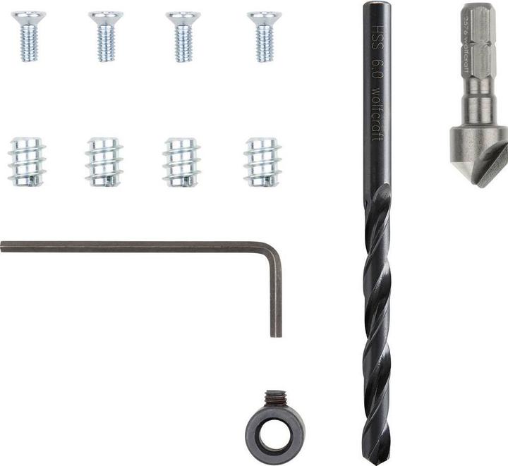 Image du produit wolfcraft Kit de réparation pour charnière invisible – côté caisson, 11 pièces
