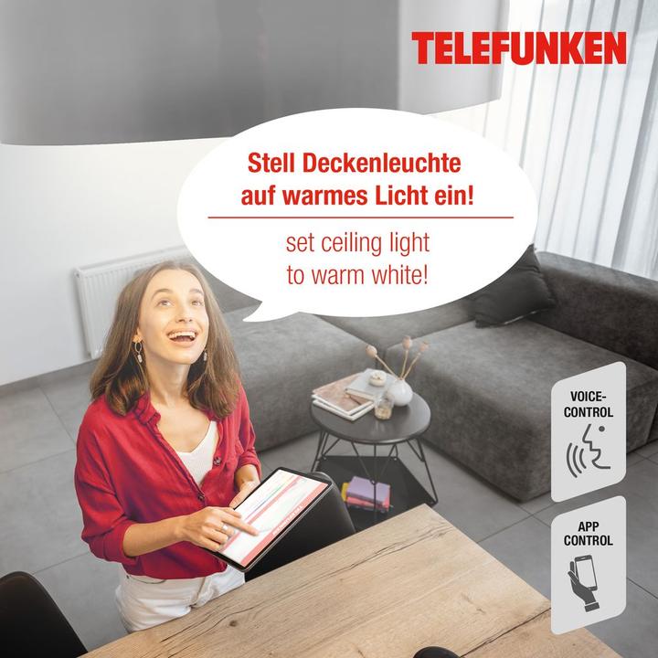 Produktbild Telefunken LED Einbauleuchte IP23 dimmbar WiFi RGBW 12W 1200 lm warmwei - tageslichtwei rund nickel matt 1 (1200 lm)
